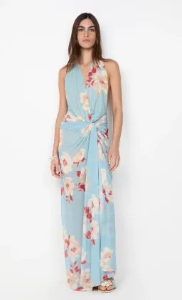Bec and Bridge Calliope Drape Maxi Dress Sonara Blue Floral Size XS / 6 AU for rent on The Volte - image 1