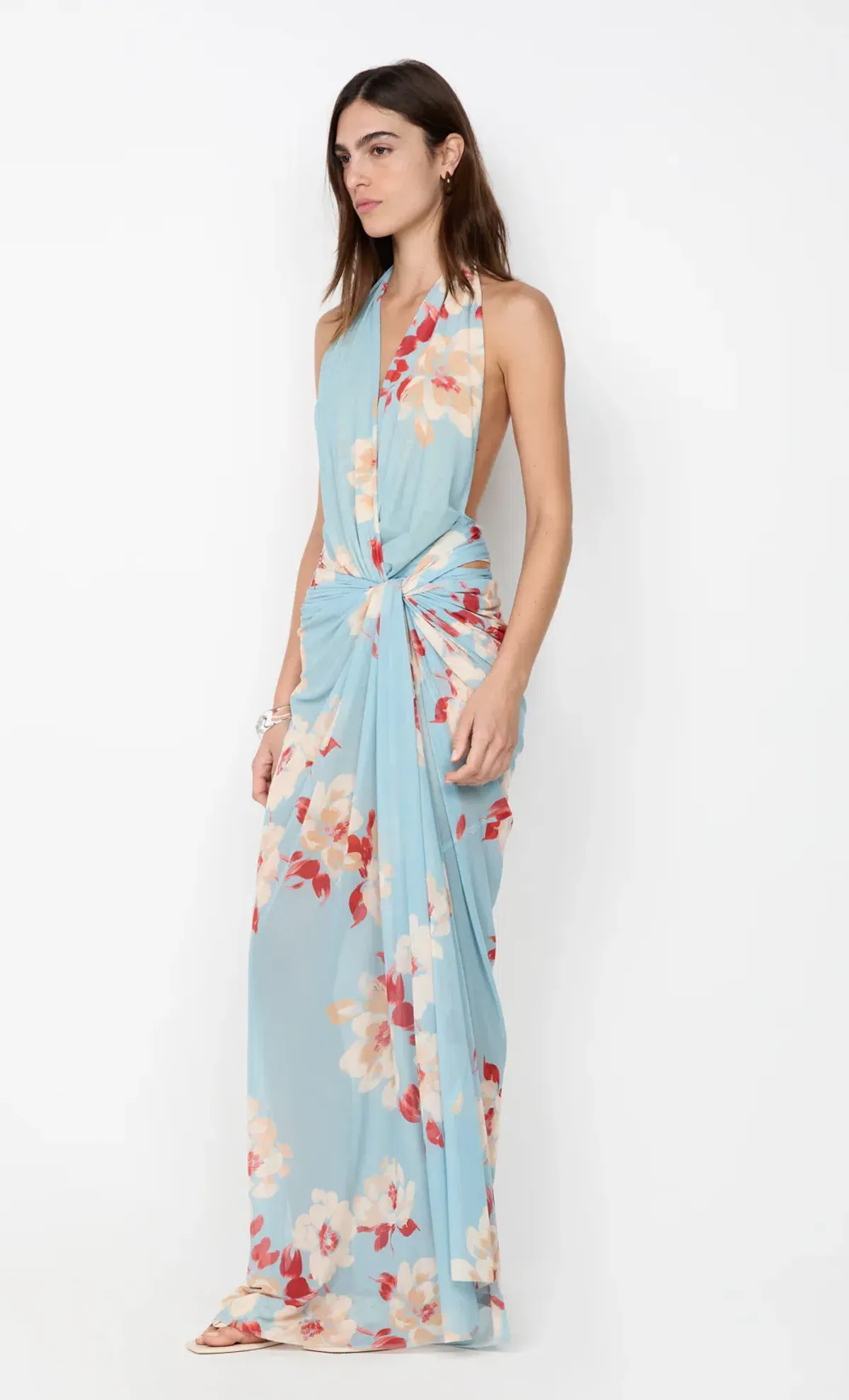 Bec and Bridge Calliope Drape Maxi Dress Sonara Blue Floral Size XS / 6 AU - Image 4
