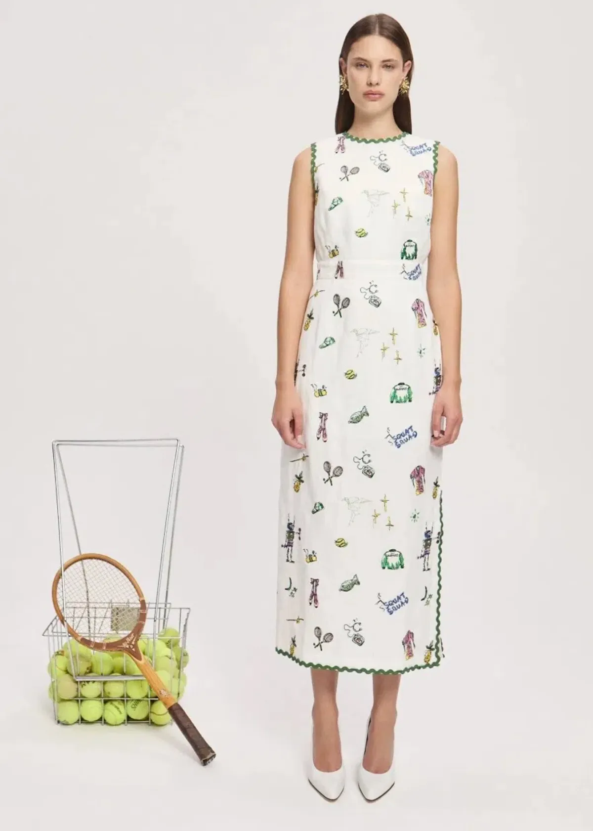 Alemais Play Embroidered Midi Dress 100% linen, Size 14 - Image 1