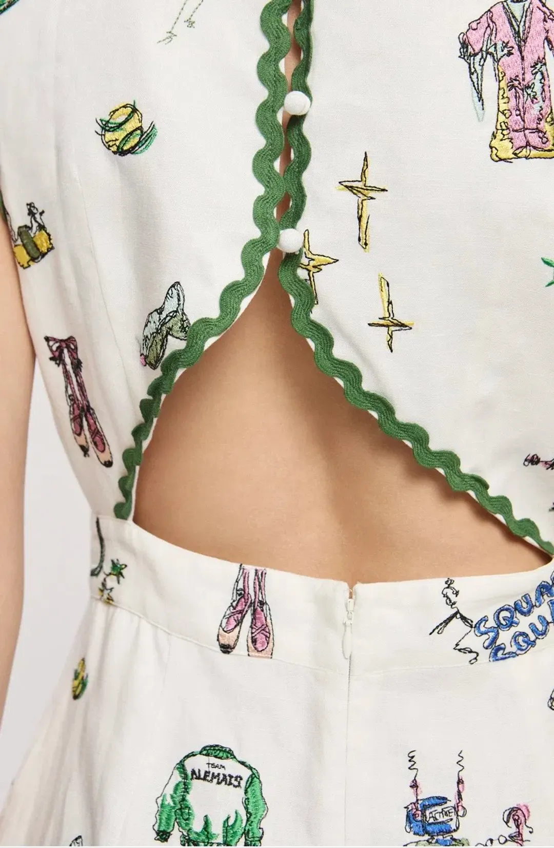 Alemais Play Embroidered Midi Dress 100% linen, Size 14 for rent on The Volte - main image