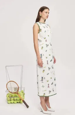 Alemais Play Embroidered Midi Dress 100% linen, Size 14 for rent on The Volte - image 2