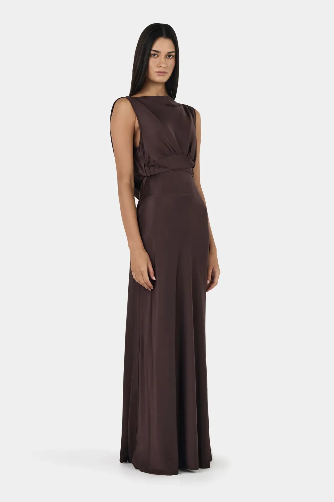 Hansen And Gretel Clara Bias Dress Cognac Size 16 for rent on The Volte - main image