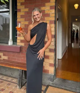 misha the solstice cupro dress black for rent on The Volte - image 1