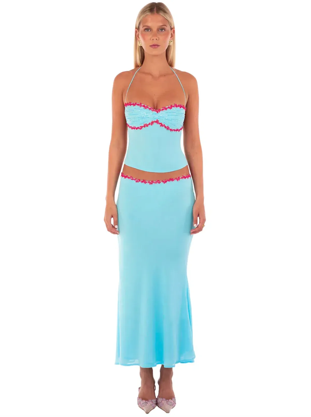 I AM DELILAH JEMIMA MIDI SKIRT & JEMIMA HALTER. SIZE XS / AU 6-8 - Image 1