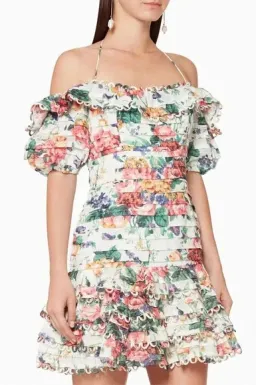 Zimmermann Allia Pintuck Floral Mini Dress Size 0 / AU 6-8 for rent on The Volte - image 1