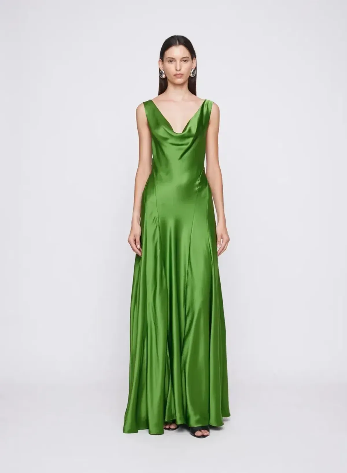 ANNA QUAN Keira Draped Maxi Dress Green Gown - Image 1