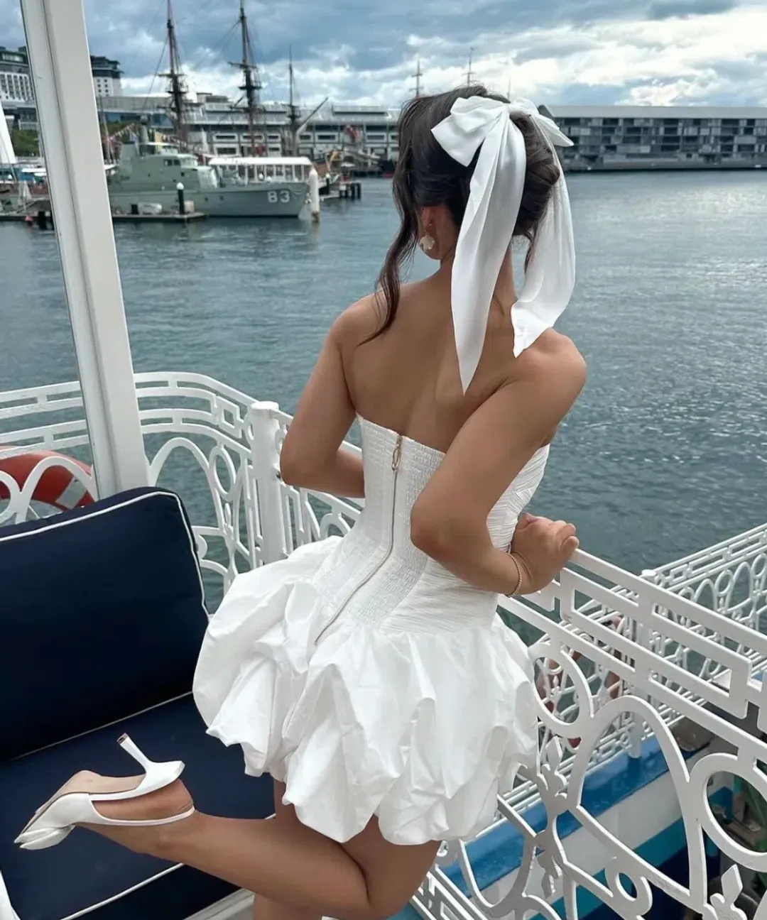 AJE Bubble Hem Mini White size 8 for rent on The Volte - main image