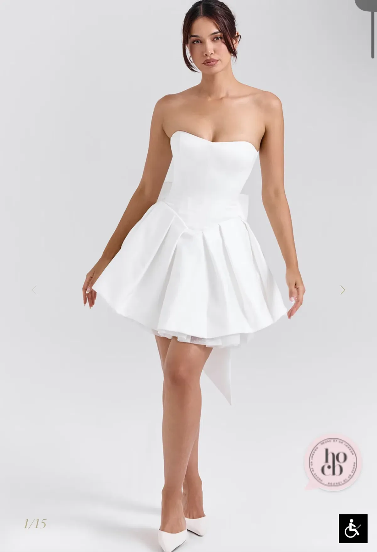 White satin bow mini dress - Image 4