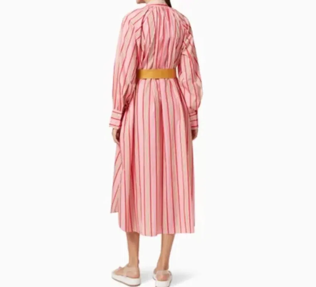 Oroton Candy Stripe Shirt Dress with pockets and belt Size 14 fits 16 for rent on The Volte - main image