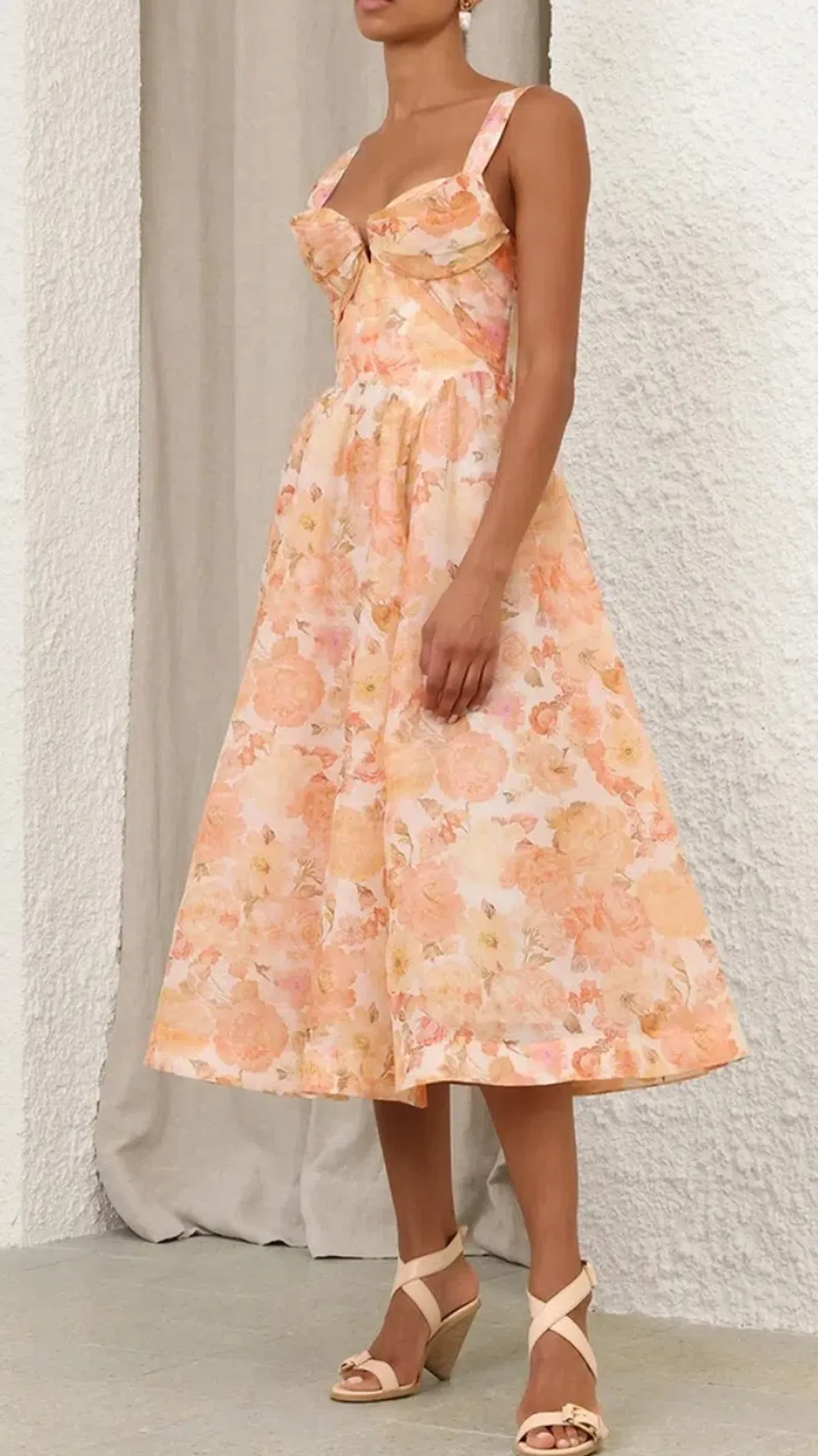 Zimmermann Rebellion Drape Midi Dress in Golden Bloom - Image 3