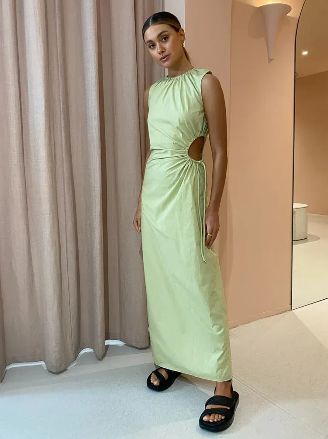 SIR THE LABEL MASON LACED MIDI DRESS IN PISTACHIO SIZE 8 for rent on The Volte - main image