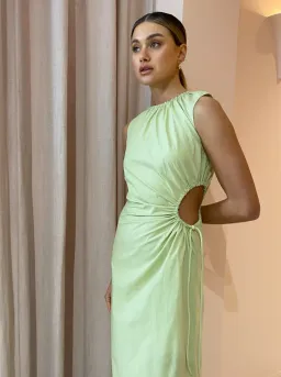 SIR THE LABEL MASON LACED MIDI DRESS IN PISTACHIO SIZE 8 for rent on The Volte - image 2
