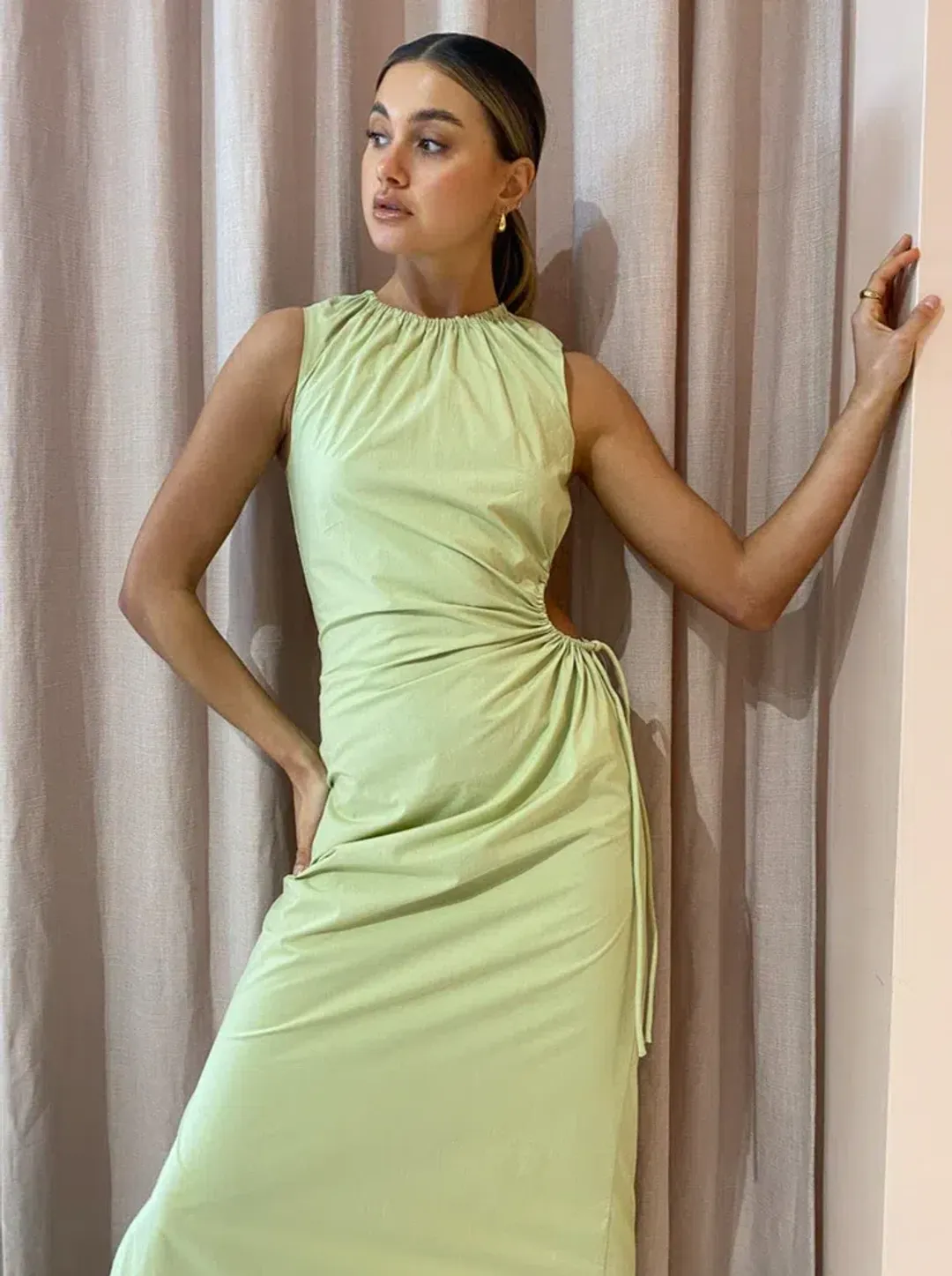 SIR THE LABEL MASON LACED MIDI DRESS IN PISTACHIO SIZE 8 for rent on The Volte - main image