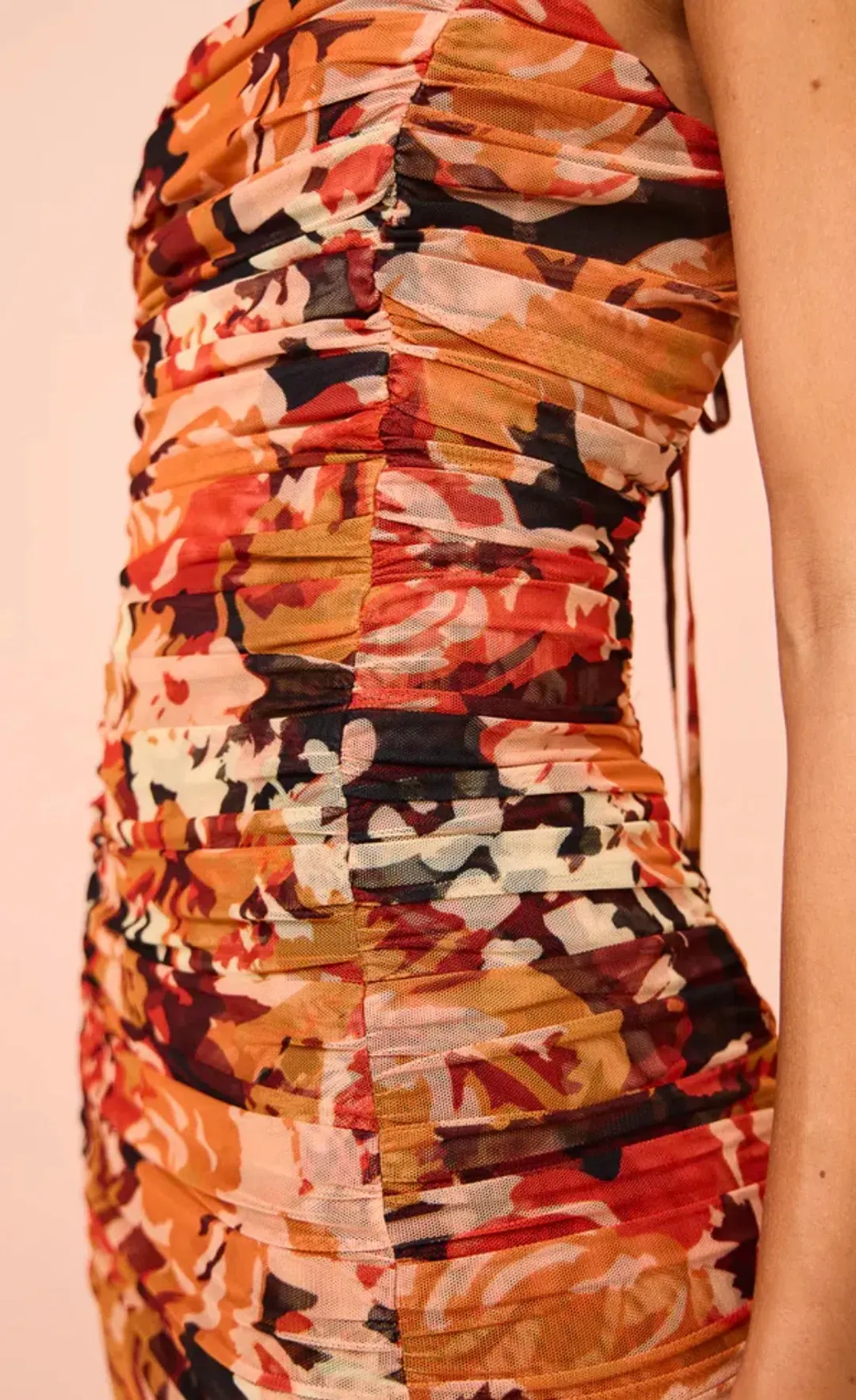 Shona Joy Rubi Open Back Ruched Midi Dress In Tangerine for rent on The Volte - main image