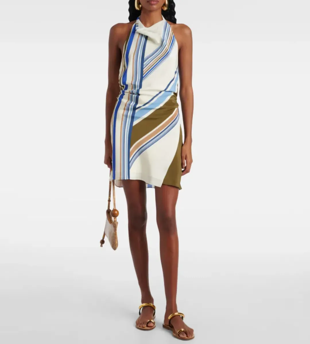 Sir The Label Thistle Halter Mini Dress in Blue Baiadera Size 1 AU 8 for rent on The Volte - main image