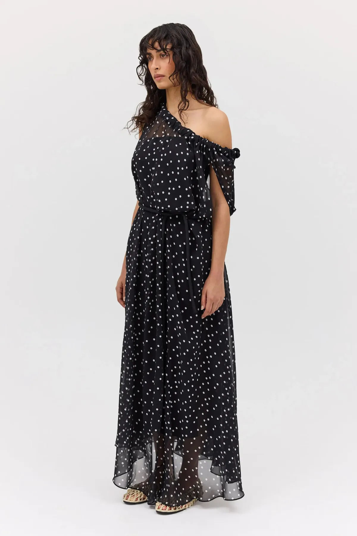 Bianca Spender Polka Dot Silk Emerge Dress Black Size 6 - Image 4