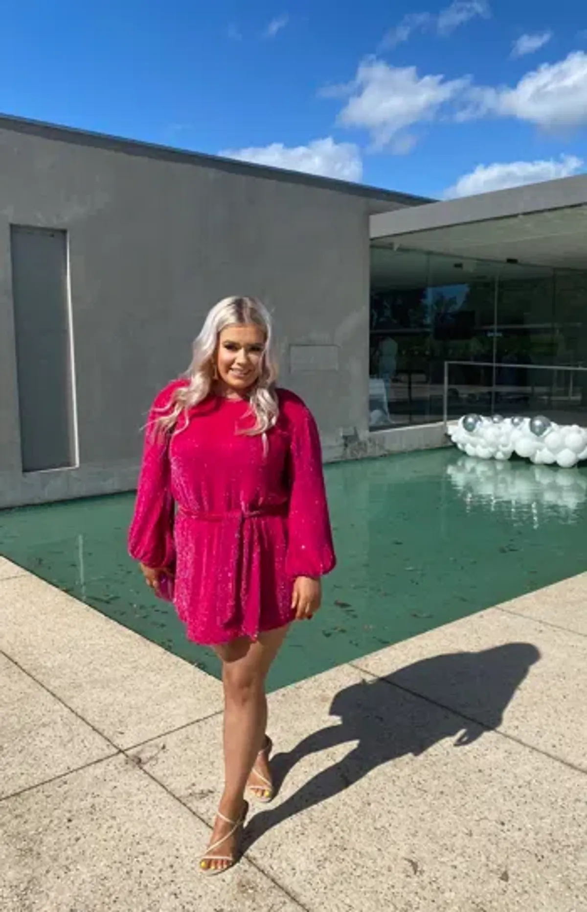 Retrofete Grace Dress Pink Size 12 for rent on The Volte - main image