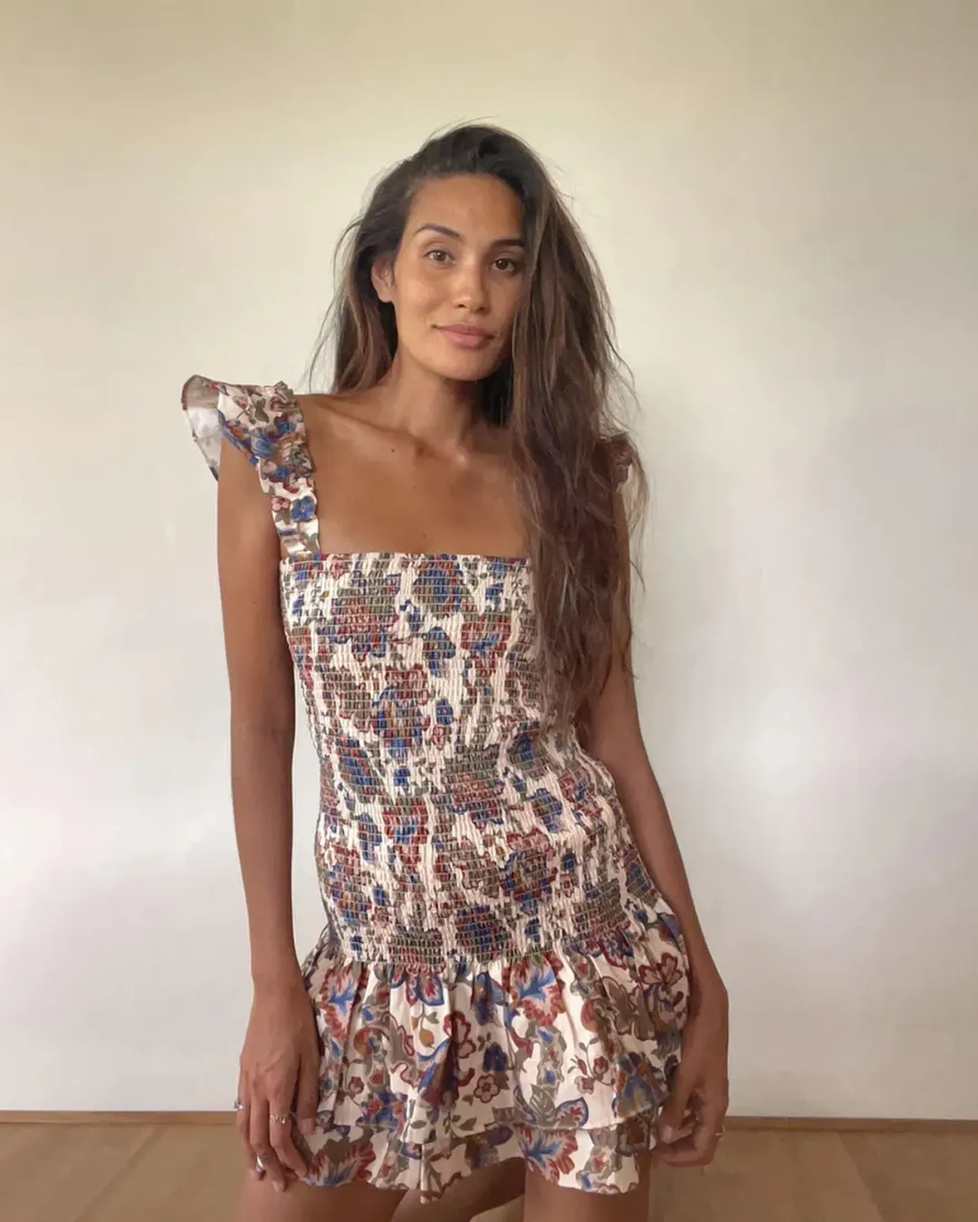 Sir The Label Bettina Shirred Mini Dress Wiltshire Floral Size 2 / AU 10 for rent on The Volte - main image