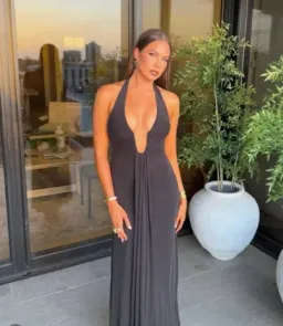 MISHA JENNIFER CUPRO MAXI DRESS - BLACK for rent on The Volte - image 1