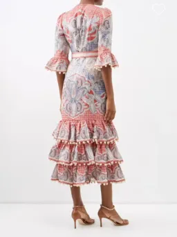 Zimmermann Vitali Tiered Hem Midi Dress Ruby Paisley Size 1 / Au 10 for rent on The Volte - image 3