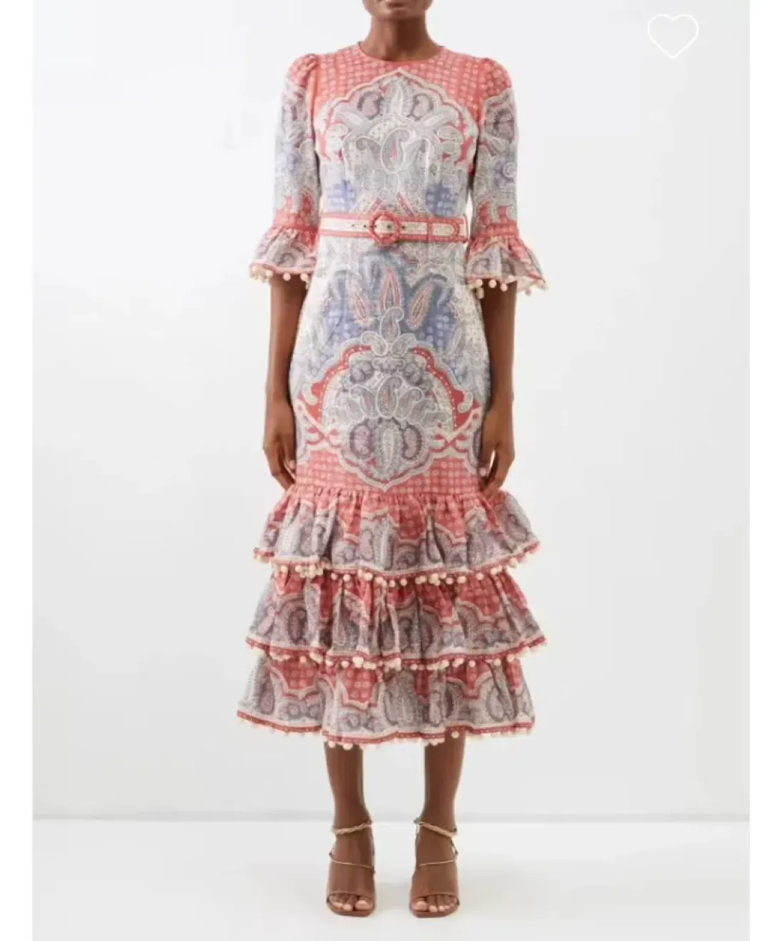 Zimmermann Vitali Tiered Hem Midi Dress Ruby Paisley Size 1 / Au 10 for rent on The Volte - main image