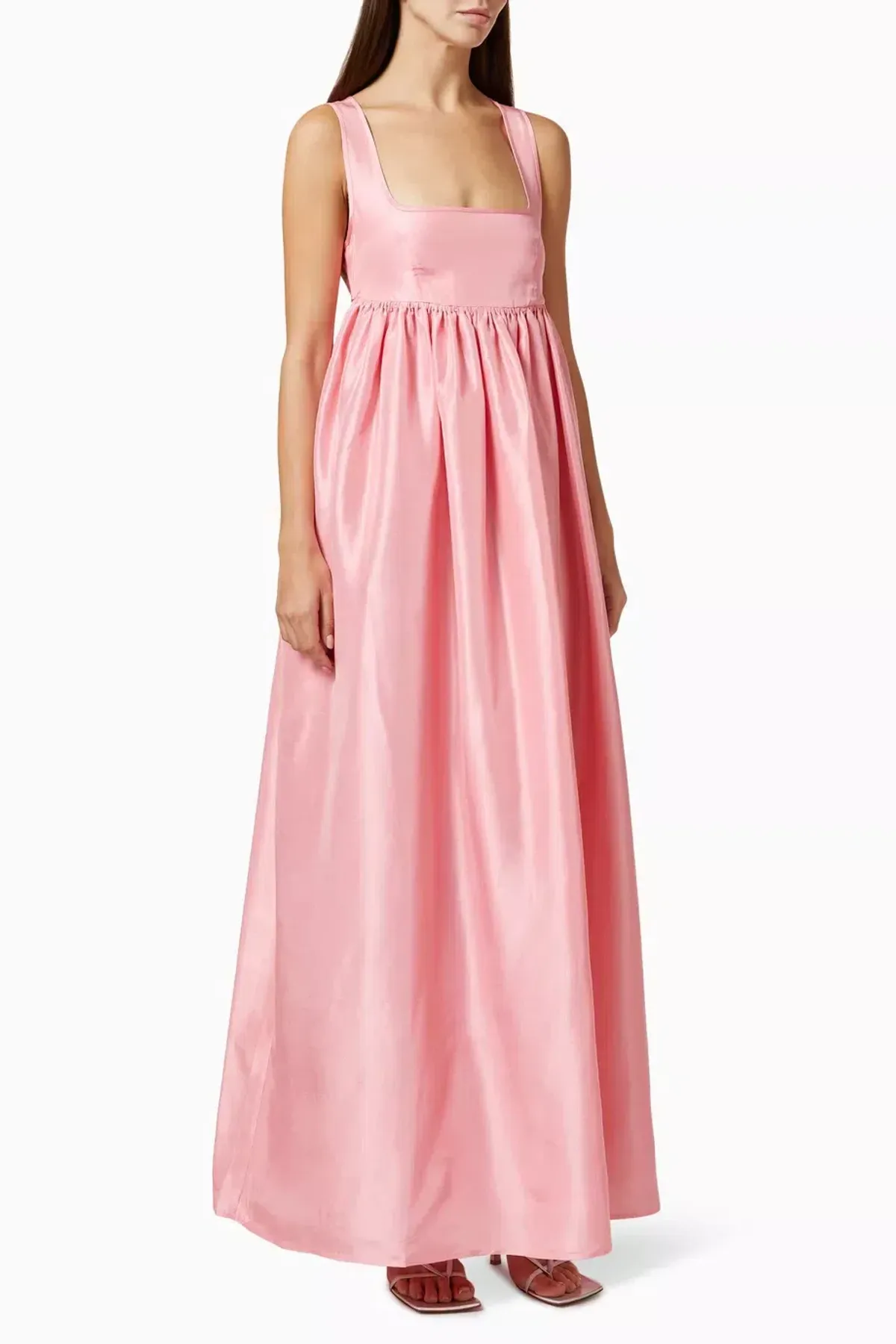 OROTON Strappy Open Back Poplin Maxi Sundress in Pink Strawberry Size 6 - Image 8