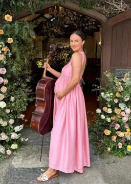 OROTON Strappy Open Back Poplin Maxi Sundress in Pink Strawberry Size 6 for rent on The Volte - image 13