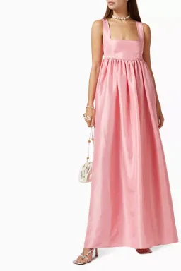 OROTON Strappy Open Back Poplin Maxi Sundress in Pink Strawberry Size 6 for rent on The Volte - image 6