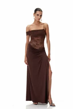 Innovare Denim Chenda Lace Asymmetric Maxi Brown Size M for rent on The Volte - image 4