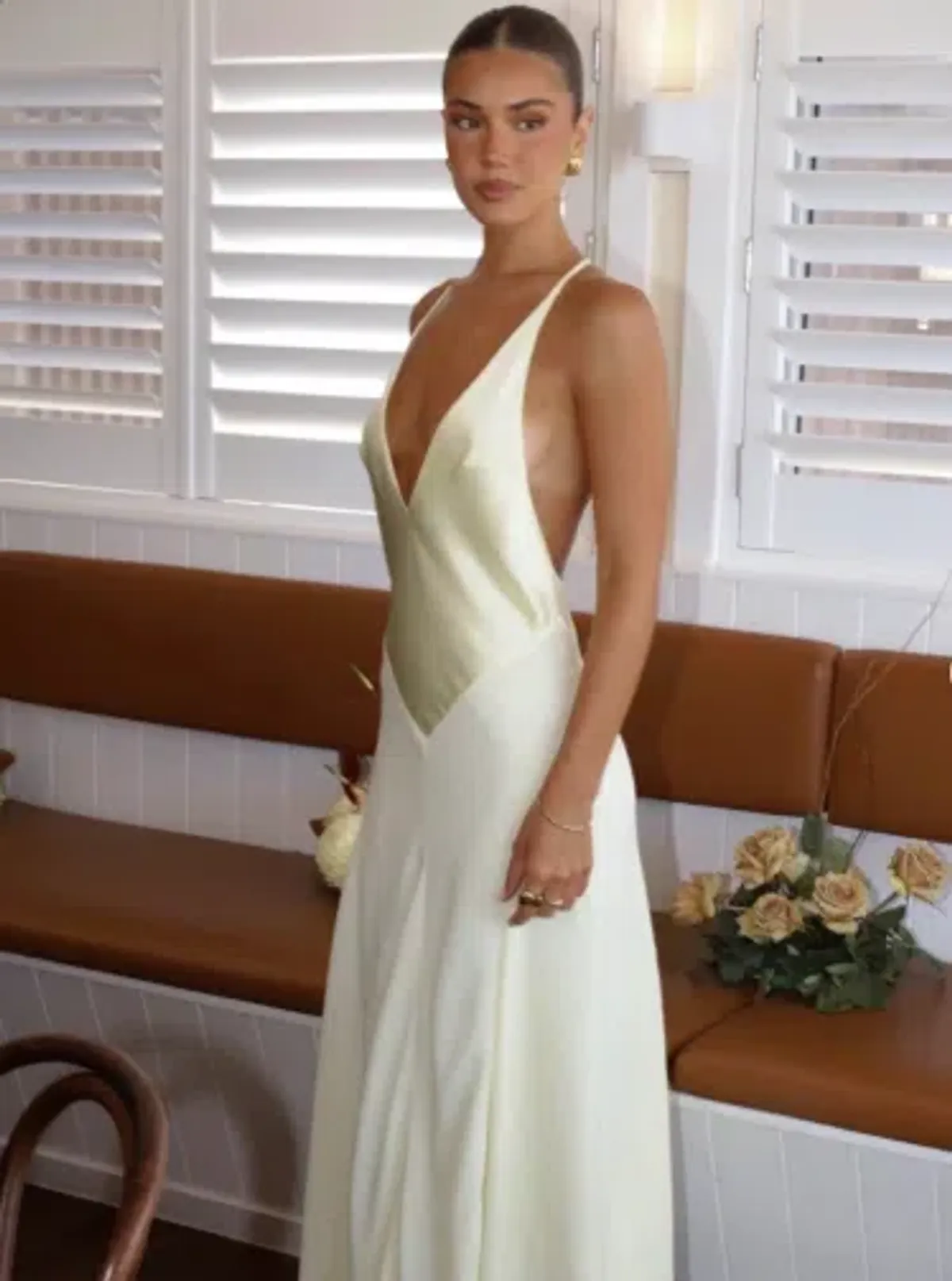 Jaz Hand V-Neck Maxi Dress Butter - Image 1