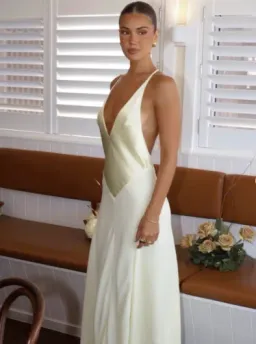 Jaz Hand V-Neck Maxi Dress Butter for rent on The Volte - image 1