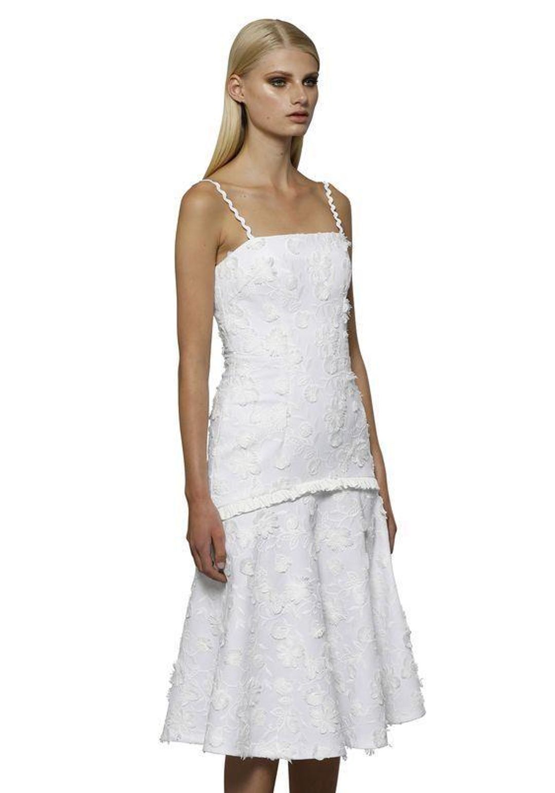 By Johnny Drop Flare Midi Secret Garden Dress in White size 8 for rent on The Volte - main image