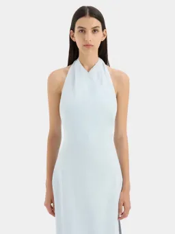 Sir The Label Iris Linen Halterneck Midi Dress in Light Blue AU Size 8 / Sir Size 1 for rent on The Volte - image 7