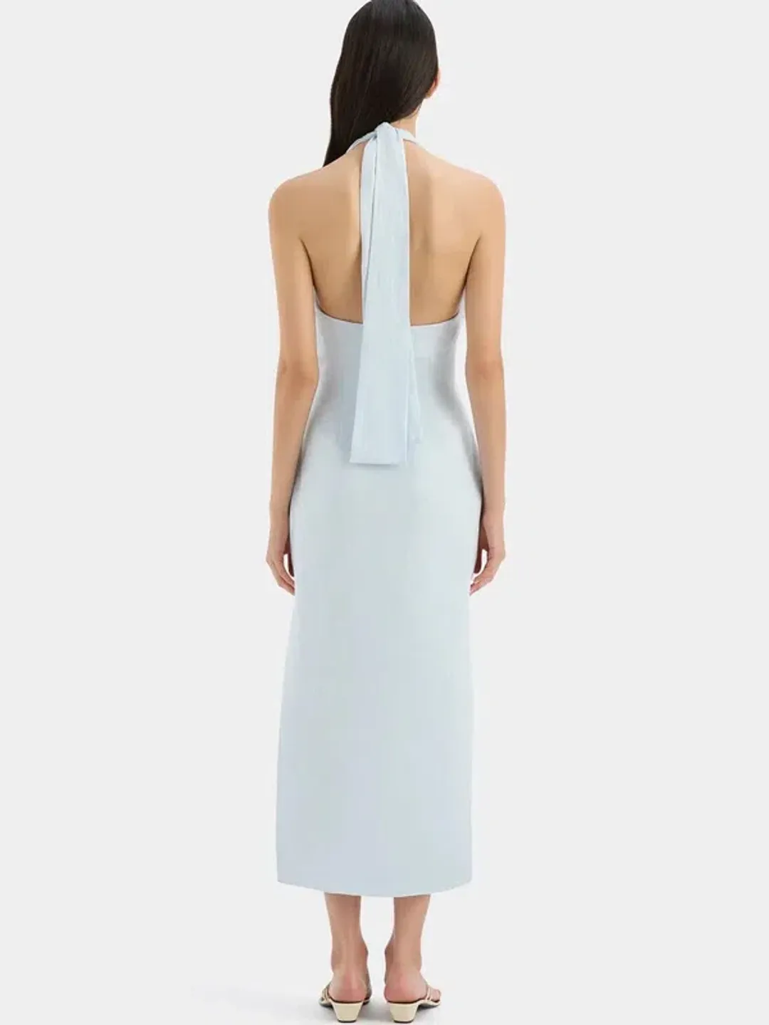 Sir The Label Iris Linen Halterneck Midi Dress in Light Blue AU Size 8 / Sir Size 1 for rent on The Volte - main image