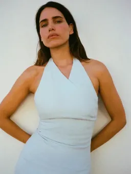 Sir The Label Iris Linen Halterneck Midi Dress in Light Blue AU Size 8 / Sir Size 1 for rent on The Volte - image 5