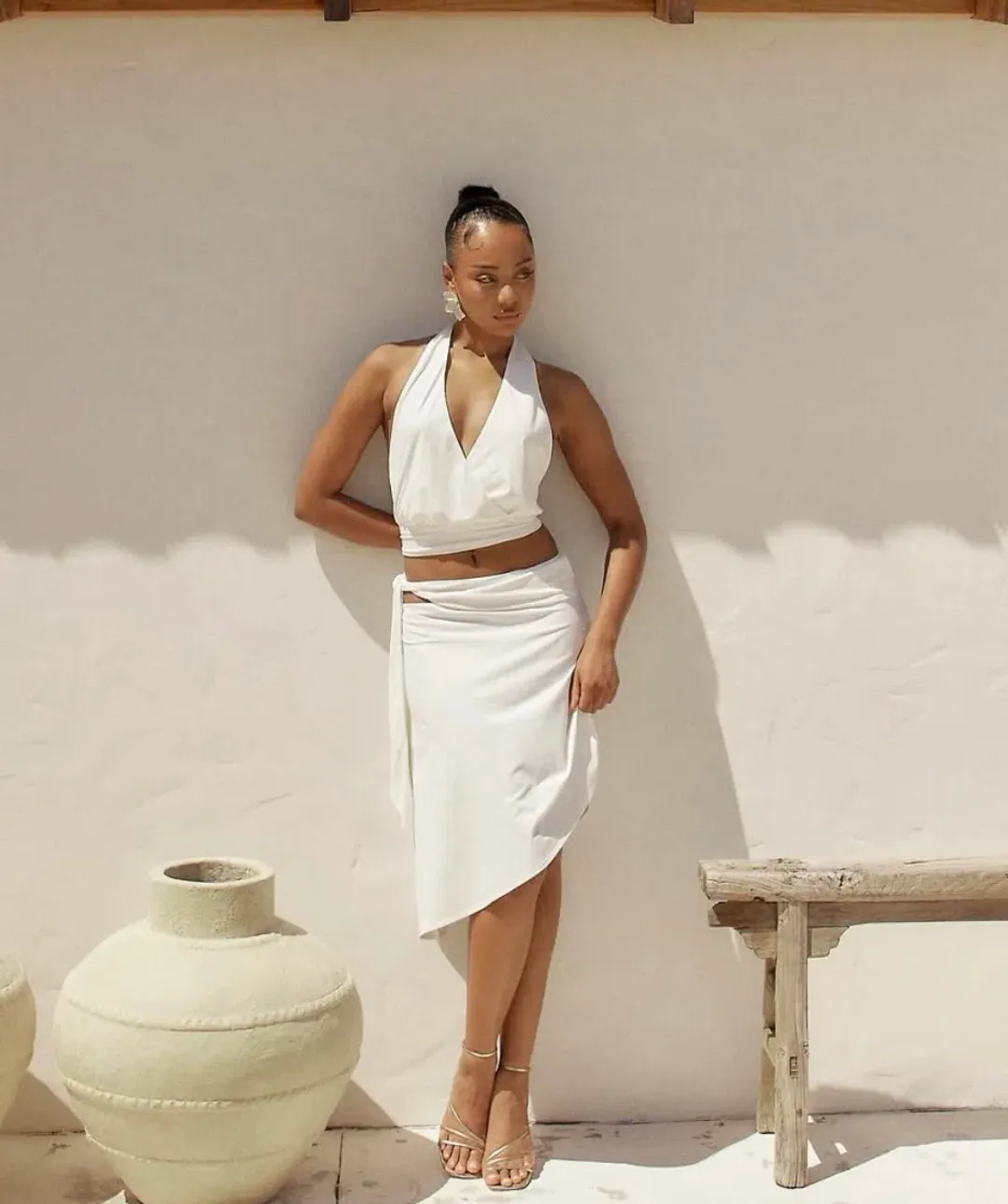 Sasha therese Luna Midi Set white for rent on The Volte - main image