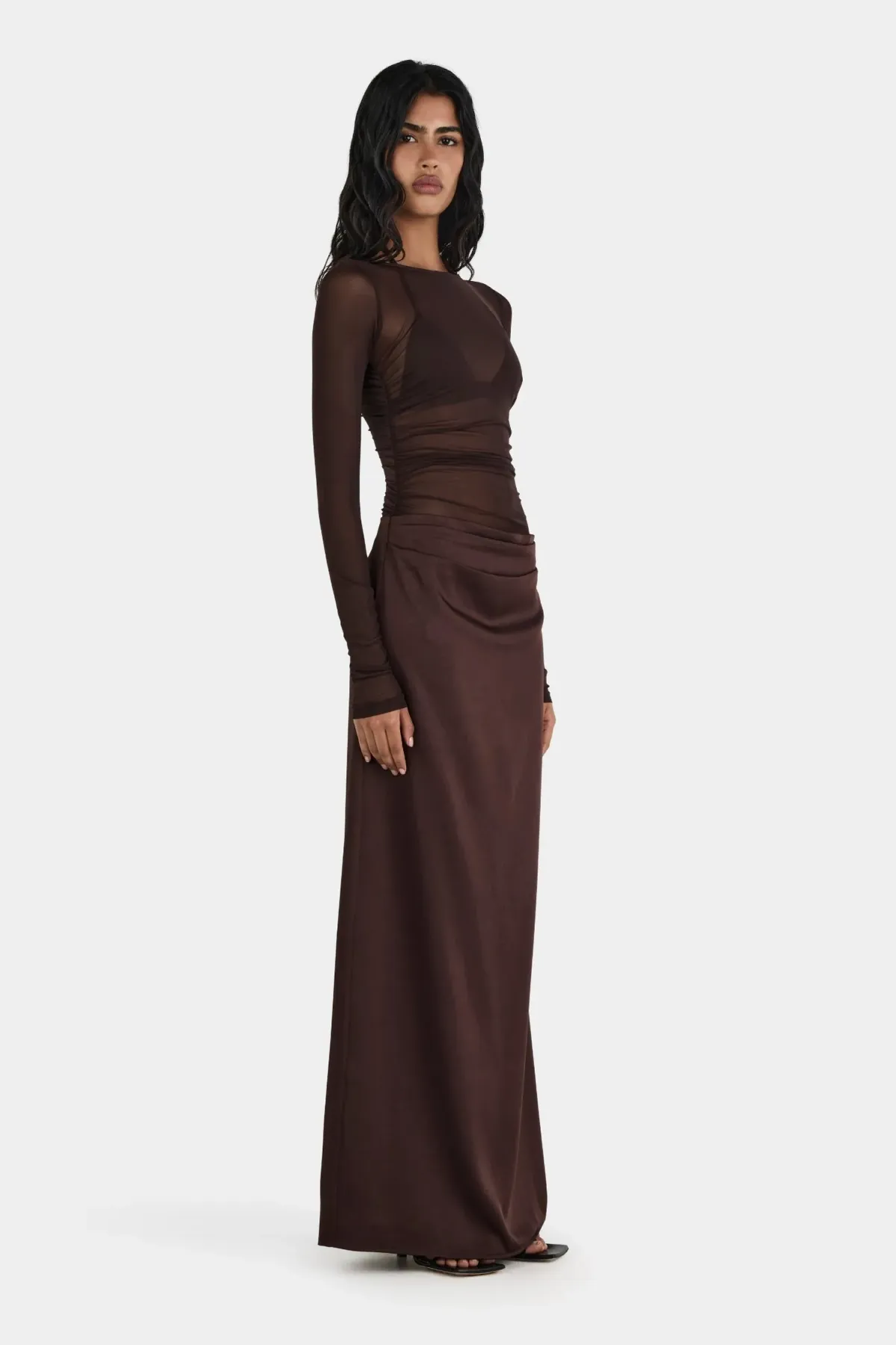 Hansen And Gretel Amy Maxi Dress Chocolate Brown Size 10 - Image 4