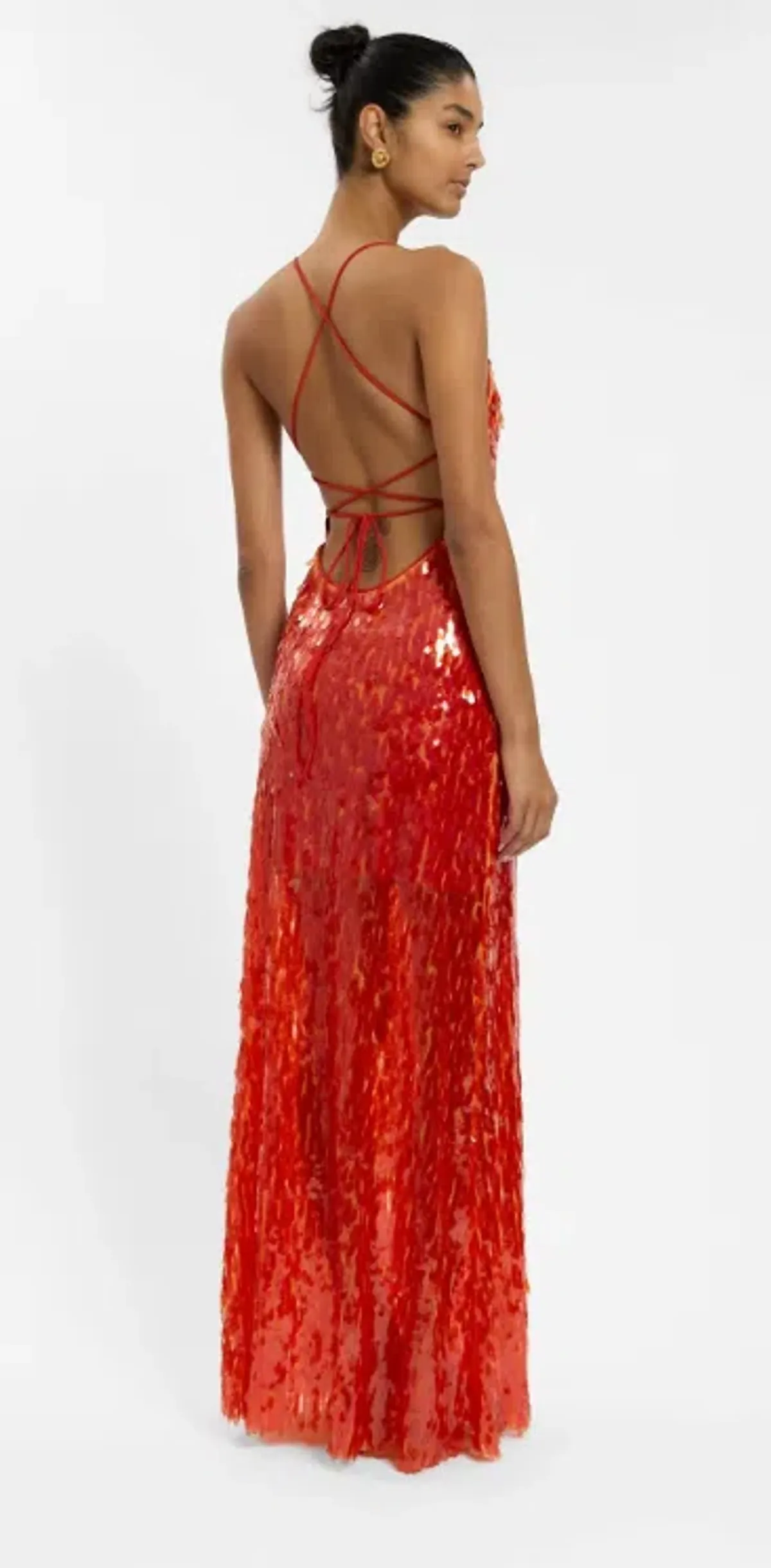 Backless Gown Burnt Orange Sequin by WITH HARPER LU - Image 2