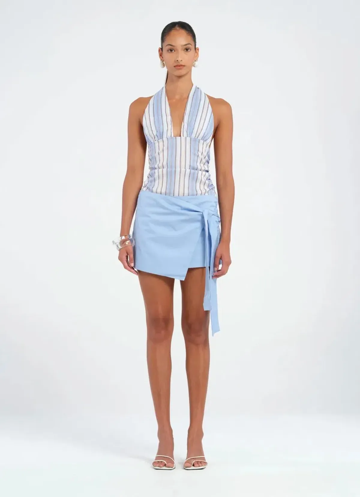 Benni Gretel Mini Dress Blue Stripe Size 8 for rent on The Volte - main image