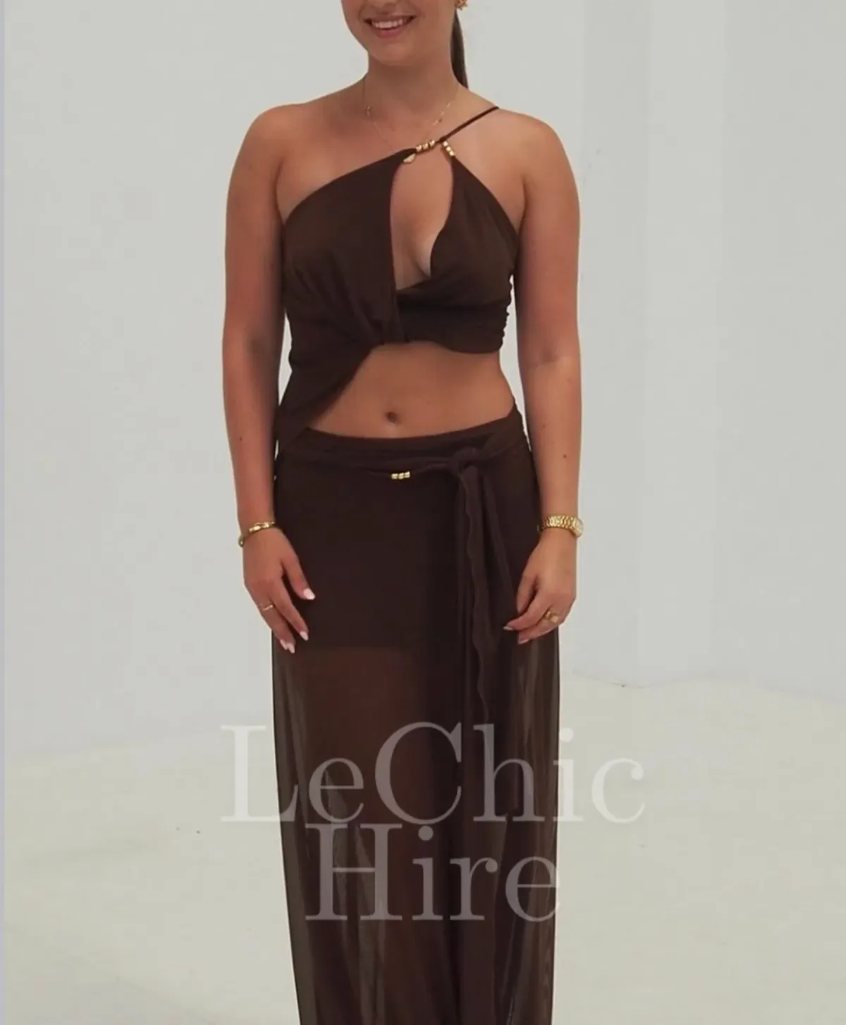 GARMENTS BY EL | MERIDA MAXI SET | CHOCOLATE | SIZE XS-S (AU 6-8) for rent on The Volte - main image