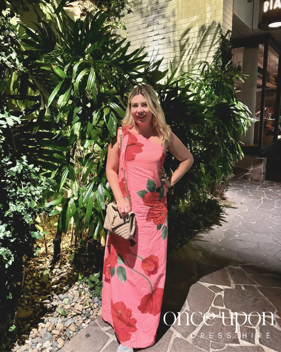 By Nicola Sorrento Maxi Dress in Raspberry Bloom Size 12 for rent on The Volte - main image