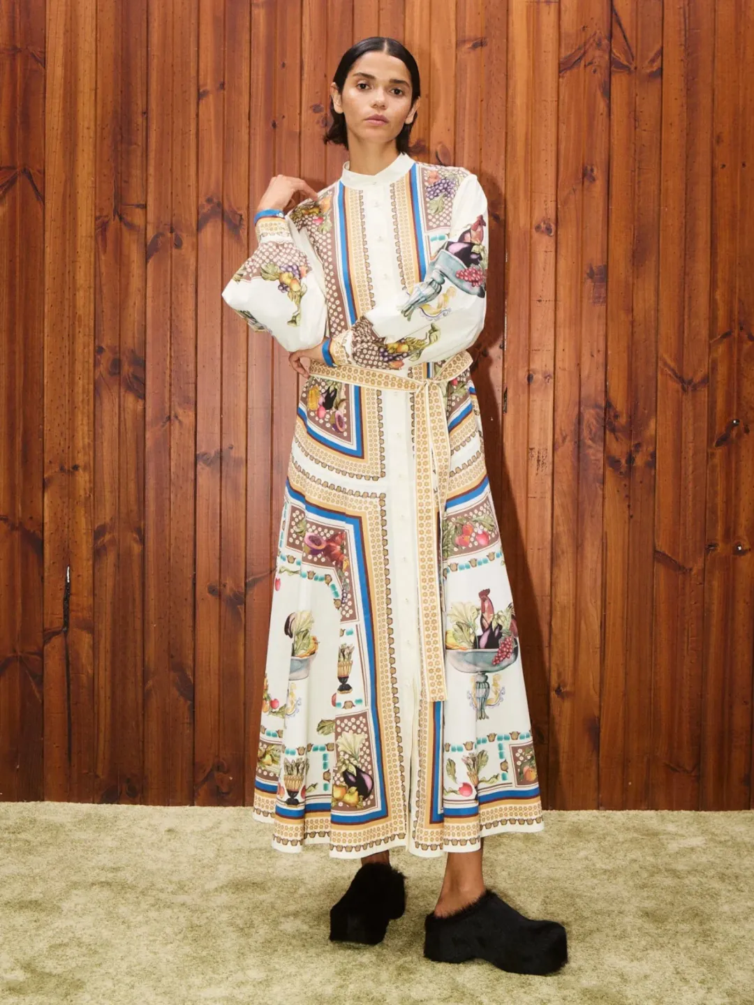 Alemais Mercado Shirtdress Size 16 Printed Cotton Long Sleeve Belted Midi for rent on The Volte - main image