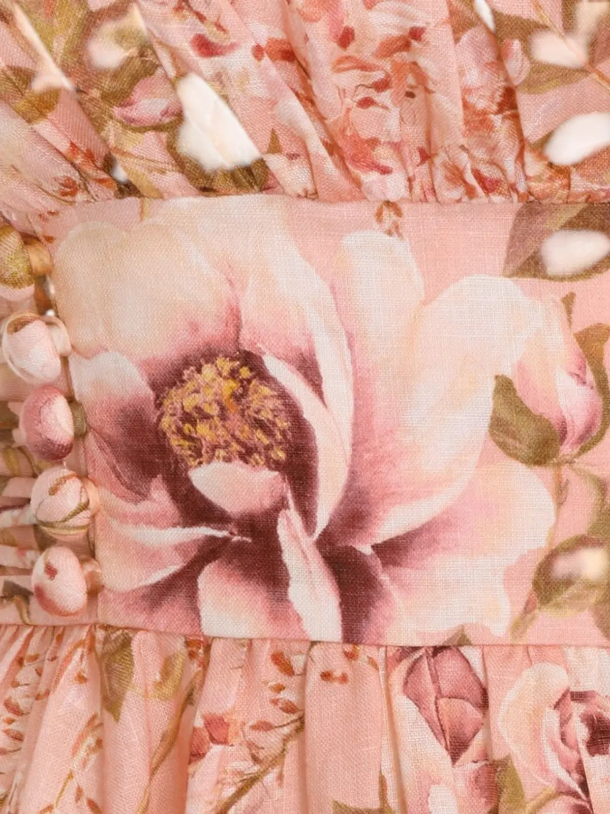 Zimmermann Rosa Laced Picnic Dress Size 4 / AU 16 Linen Pink Floral Print Midi - Image 6