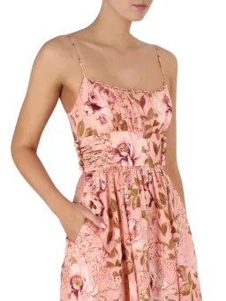 Zimmermann Rosa Laced Picnic Dress Size 4 / AU 16 Linen Pink Floral Print Midi for rent on The Volte - image 5