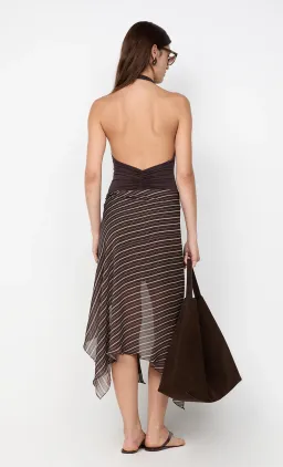 Norma Halter Dress in Chocolate Slice Stripe. for rent on The Volte - image 4