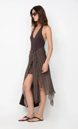 Norma Halter Dress in Chocolate Slice Stripe. for rent on The Volte - image 3