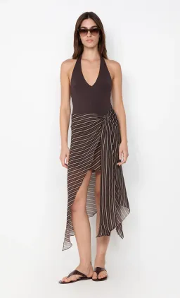 Norma Halter Dress in Chocolate Slice Stripe. for rent on The Volte - image 2