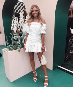 Asilio silver and white mini dress size 6 for rent on The Volte - image 2