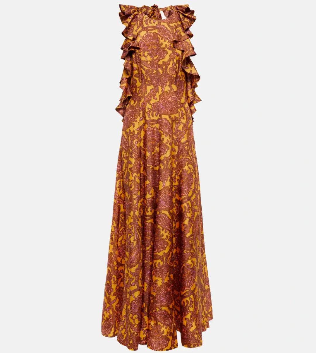 Zimmermann Tiggy Halter Maxi Dress in yellow and peach paisley silk for rent on The Volte - main image