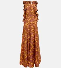 Zimmermann Tiggy Halter Maxi Dress in yellow and peach paisley silk for rent on The Volte - image 4